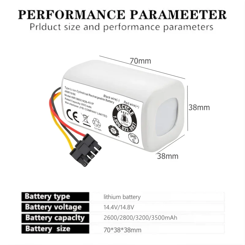14.4V 3500mAh Rechargeable Battery N011-4S1P for Xiaomi MJSTL Robot Vacuum Cleaner