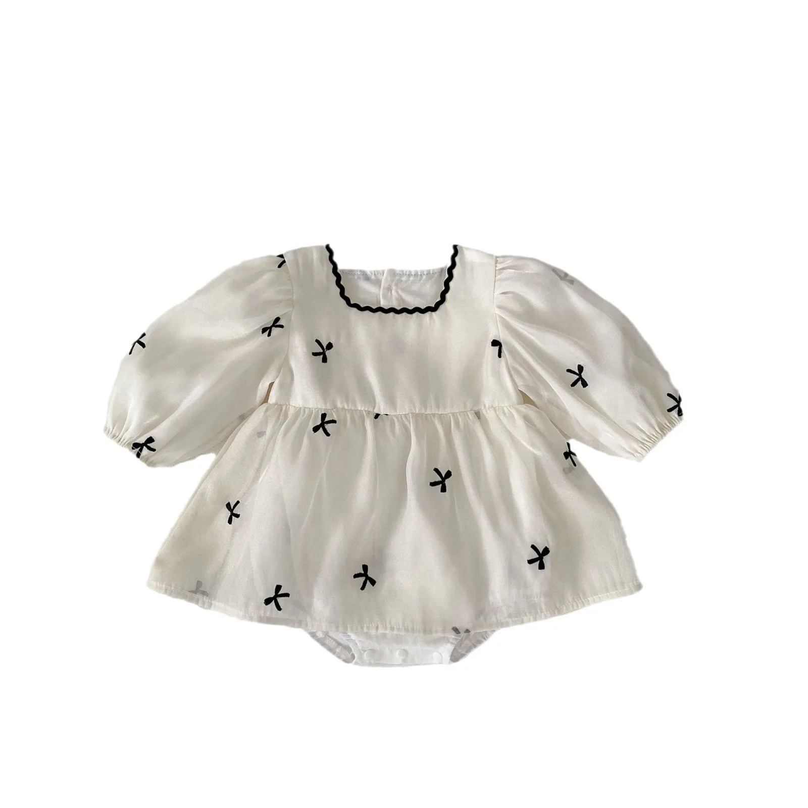 INS 2024 Baby Girl Autumn Princess Mesh Dress: Baby Girl Butterfly Bow Long Sleeve bodysuits