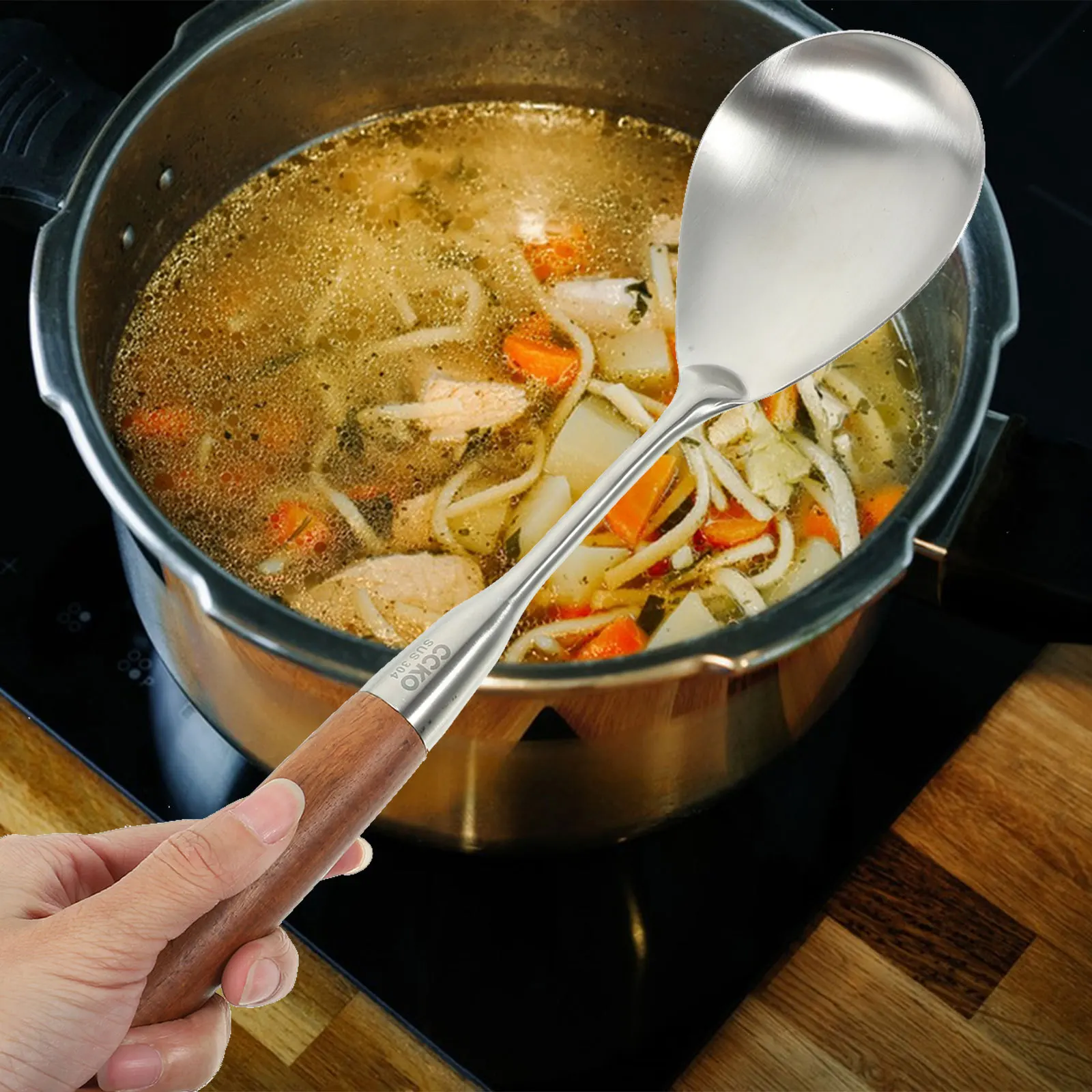 

Stainless Steel Rice Spoon Large Non-Stick Reusable Kitchen Rice Scooper For Home Restaurant Hotel Use Kitchen Accessories