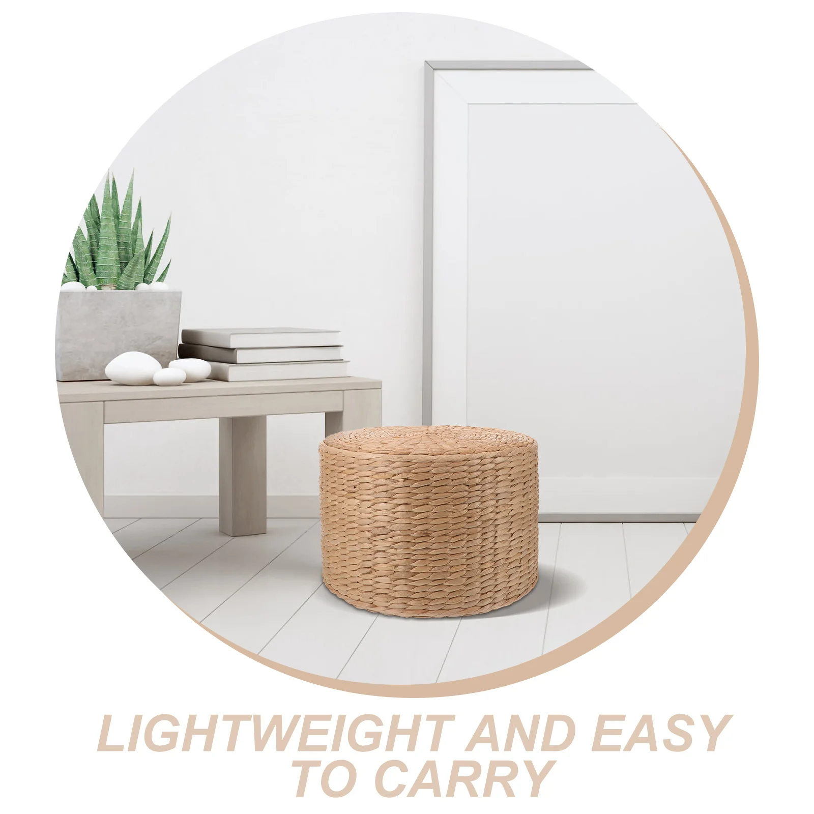 Handwoven Shoe Changing Stool Natural Material Garden Woven Small Step Stool for Outdoor Space Decoration