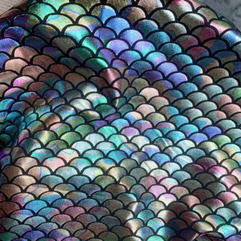 50cm*150cm Bronzing Decoration Mermaid Fabric DIY Stage Cosplay Costume Dance Shiny Stretchy Swimsuit Material