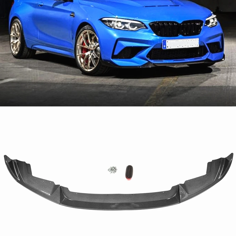 

Front Bumper Spoiler Lip For BMW F87 M2 2019-2021 Competition Coupe 2-Door Carbon Fiber Look/Gloss Black Splitter Blade Body Kit