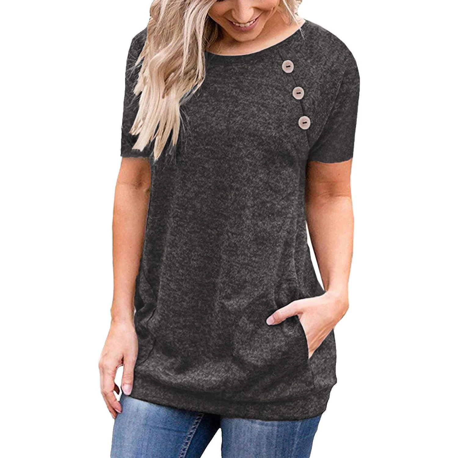 T-shirt casual da donna in poliestere con ket ort Sves, vestibilità ampia, collezione primaverile Faion da donna