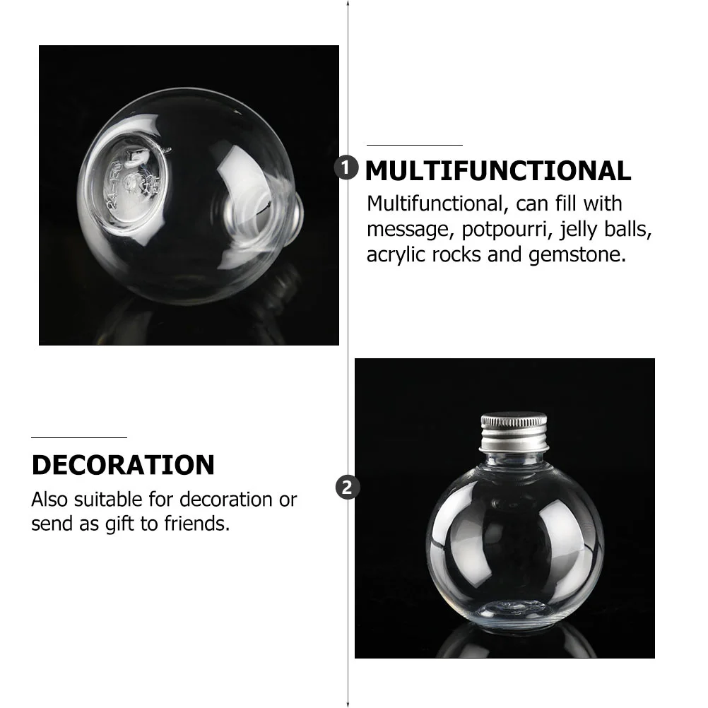 Round Bulb Bottles Empty Plastic Refillable Bottles Clear Fillable DIY Drift Wishing Bottles Random Color For Cap
