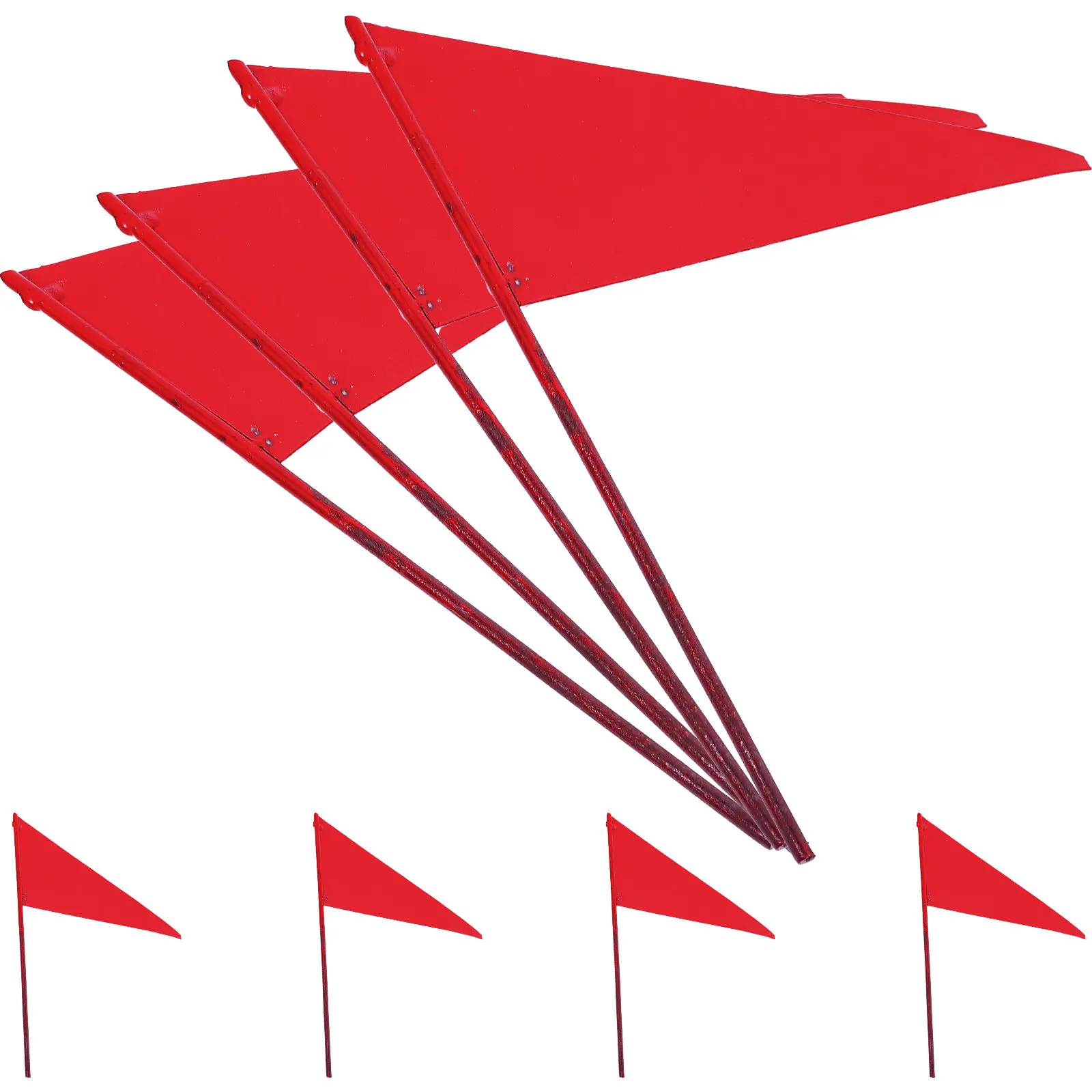 

8Pcs Iron Triangular Marking Flags with Heavy Duty Steel Poles for Lawn Sprinklers Construction Surveying Yard Landscaping