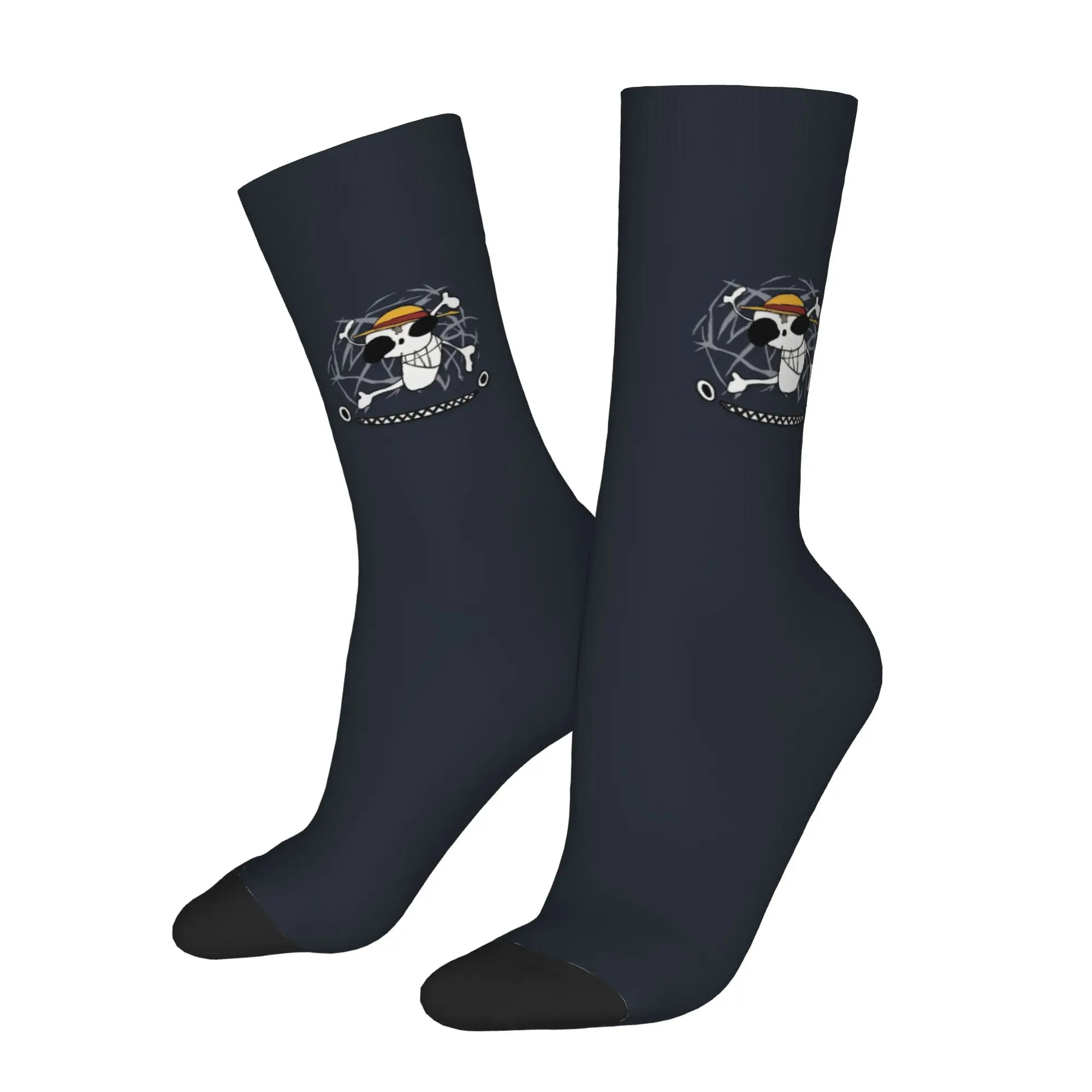 Funny Sock One Piece Straw Hat Pirates Fun Logo on Laboon Hip Hop Quality Pattern Printed Men Socks Novelty Men's Socks