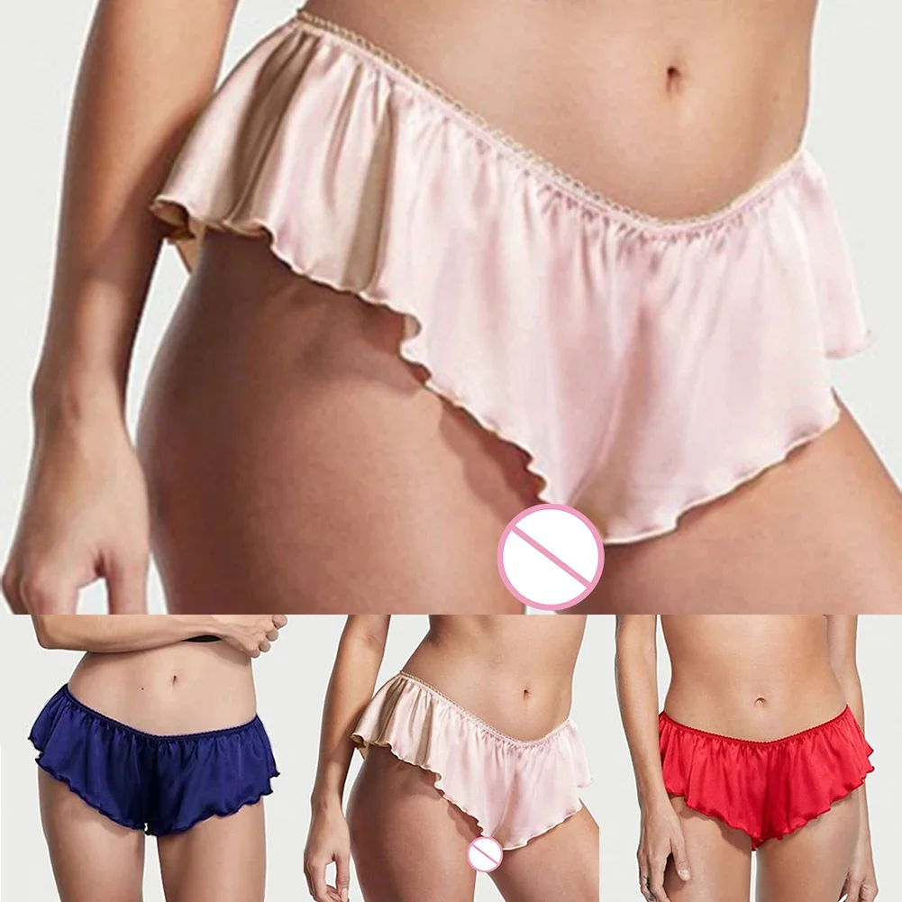 Mens Underpants Mens Underwear Polyester Regular Satin Sissy Sissy Panties Skirt Thong All Seasons Comfortable