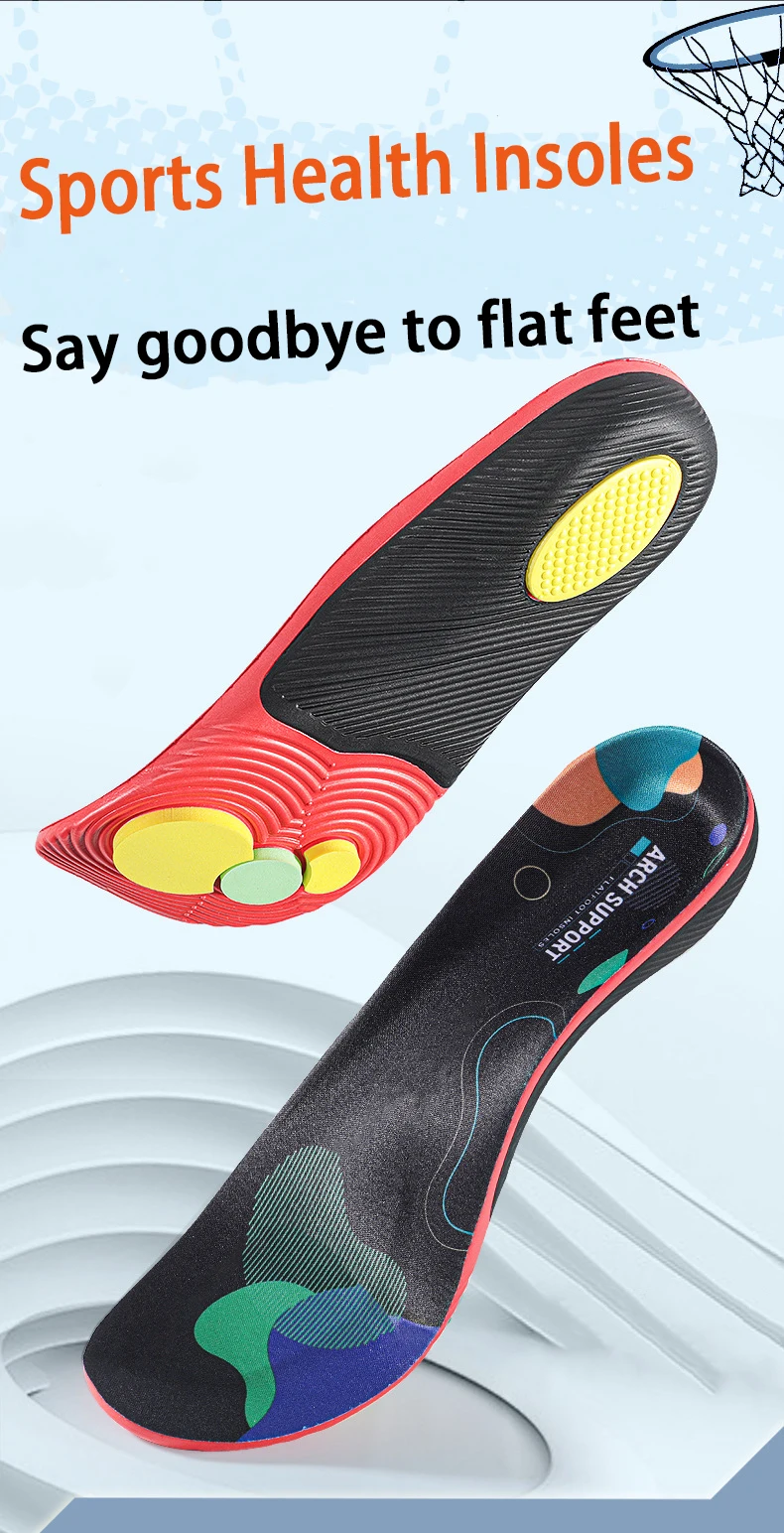 1 Pair Arch Support Plantar Fasciitis Insoles Soft Sole Shock-Absorbing Sports Shoes Insoles Flat Foot Orthopedic Insoles Unisex
