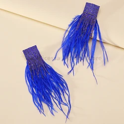 Charm Elegant Feather Tassel Bride Wedding Party Pendant Jewelry Trend Luxury Holiday Decor Dangle Drop Earrings For Women Gift