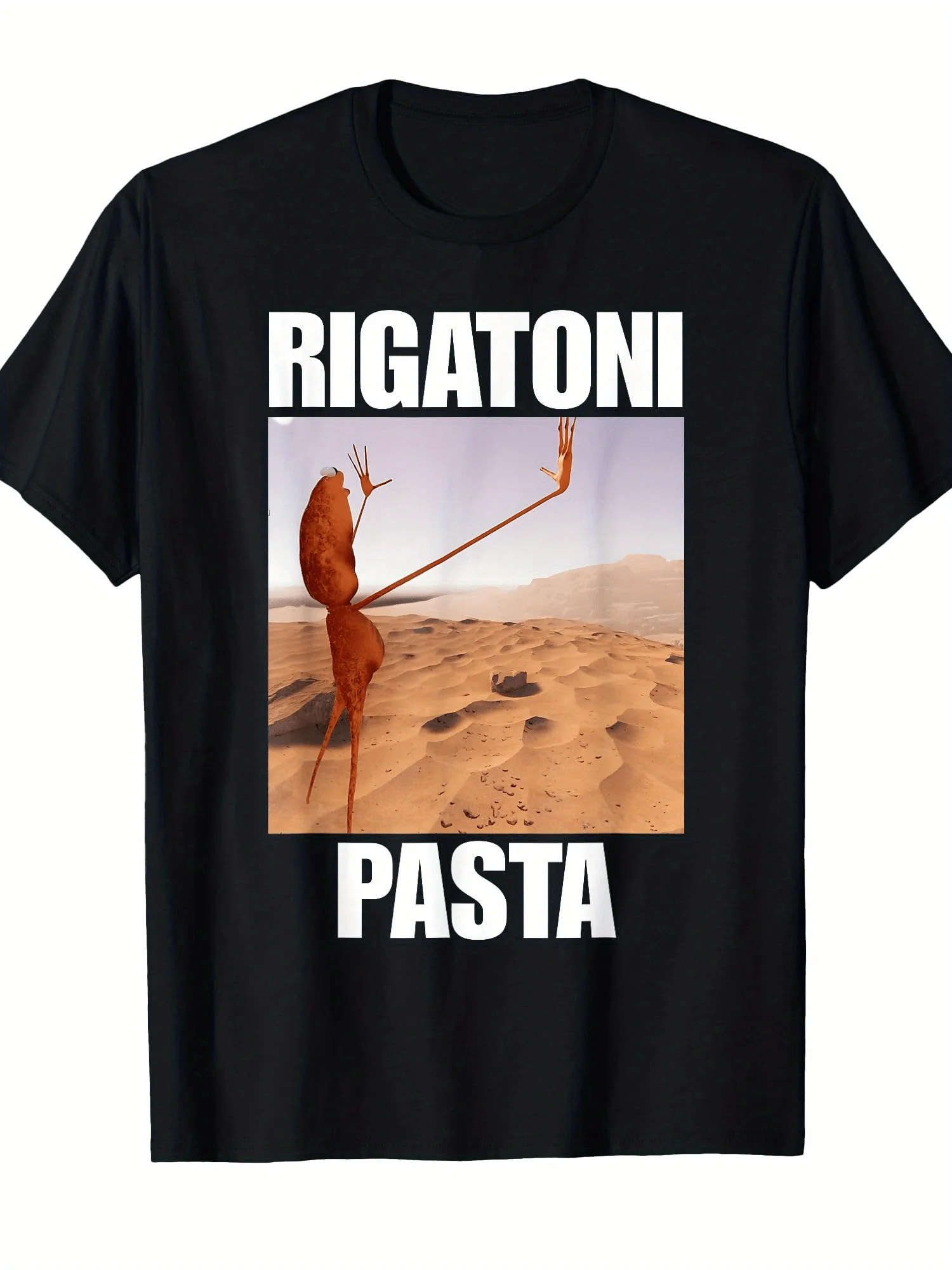 Marcus The Worm Rigatoni Pasta T-shirt Machine Washable for Men & Women Everyday Clothing Crew Neck Shirt Relaxed Fit