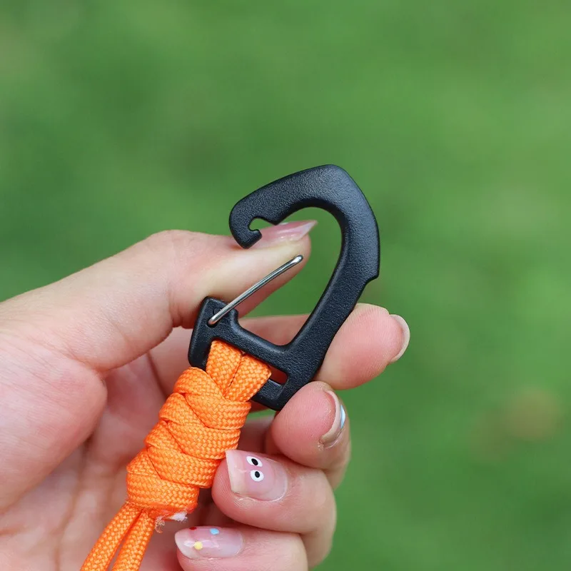 1Pc 7‑Core Paracord Keychain Lanyard Plastic Carabiner Clip Hand‑Woven Rope Key Holder for Outdoor Camping Hiking Accessories