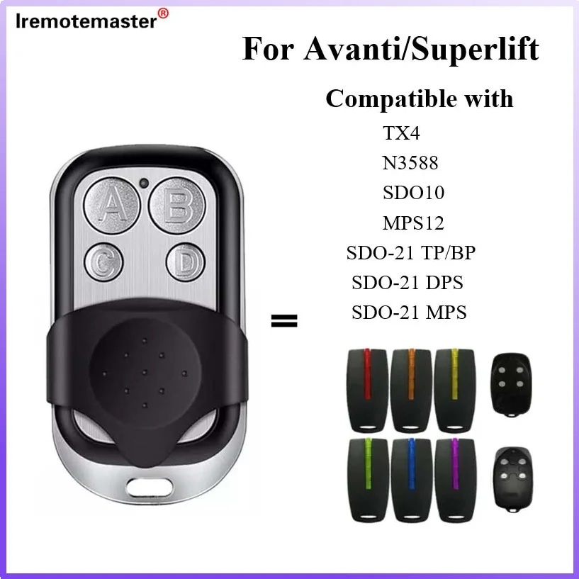 Replacement Avanti/Superlift/TX4 Compatible Garage Door Gate Remote Control 433MHz Rolling Code