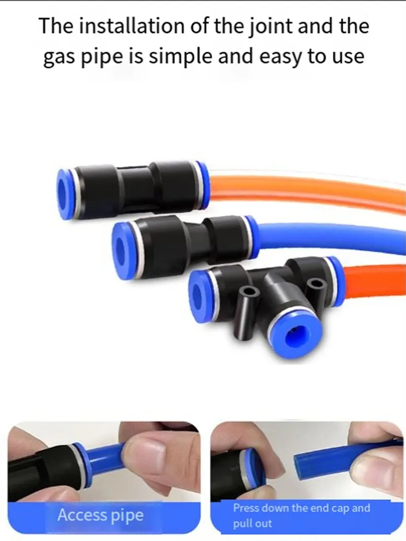 Pneumatic Fittings Fitting Plastic Connector PU PG 4 6 8 10 12 14 16mm Air Water Hose Tube Push in Straight Gas Quick Connectors