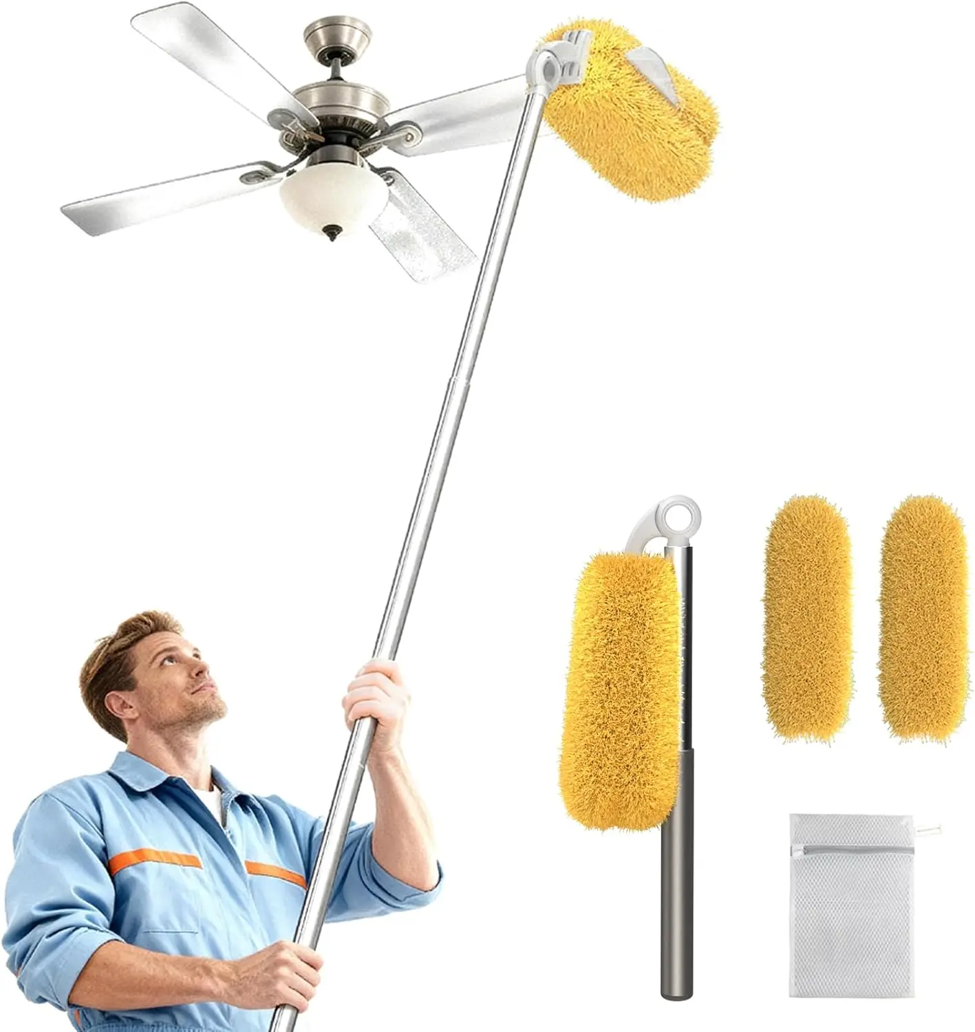 

Long Handle Dusters with Washable Heads, Extendable Tool for Home and Office Cleaning