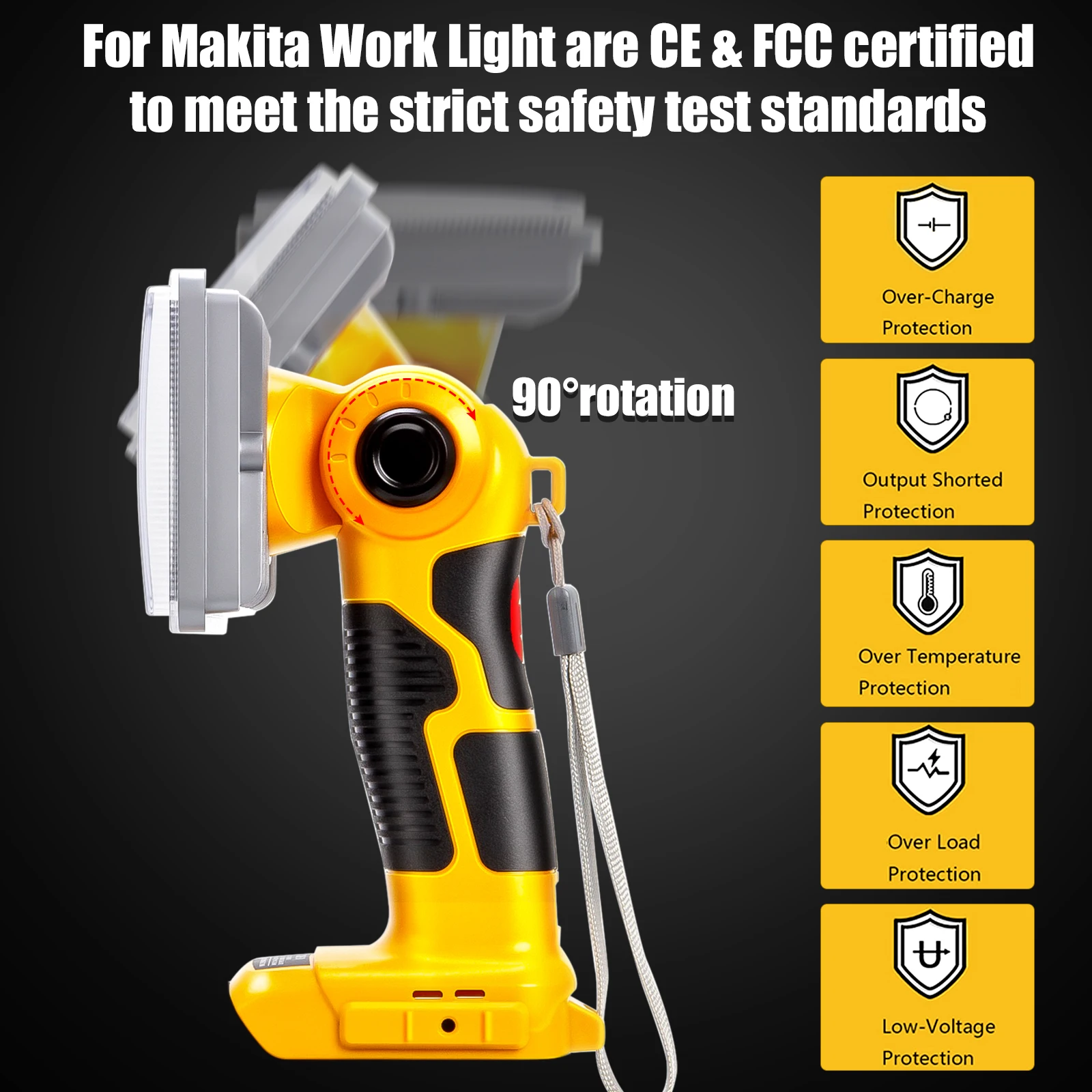 5 Inch Cordless LED Work Light for Dewalt 20V Battery 18W 2000LM Flashlight LED Flood Light for Outdoors and Job Site Lighting