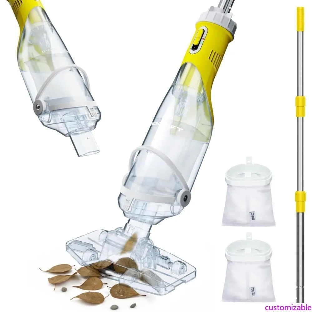 

Customizable Cordless Pool Vacuum Cleaner, Rechargeable, Handheld Pool Vacuum for Above Ground and Inground Pools, Transparent H