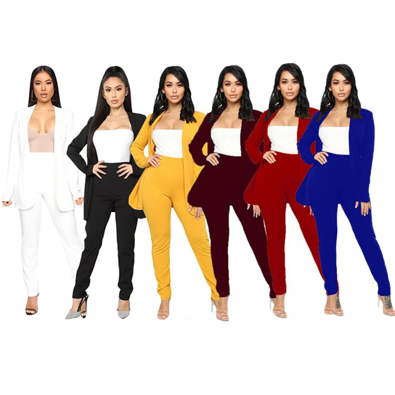 Women's Fashion Temperament Professional Casual Long-sleeved Trousers Small Suit Suit