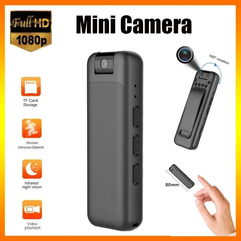 

Mini Camera Full HD 1080P Micro Body Camcorder Night Vision DV Video Voice Recorder with 180 Rotating Len Smallest Camera