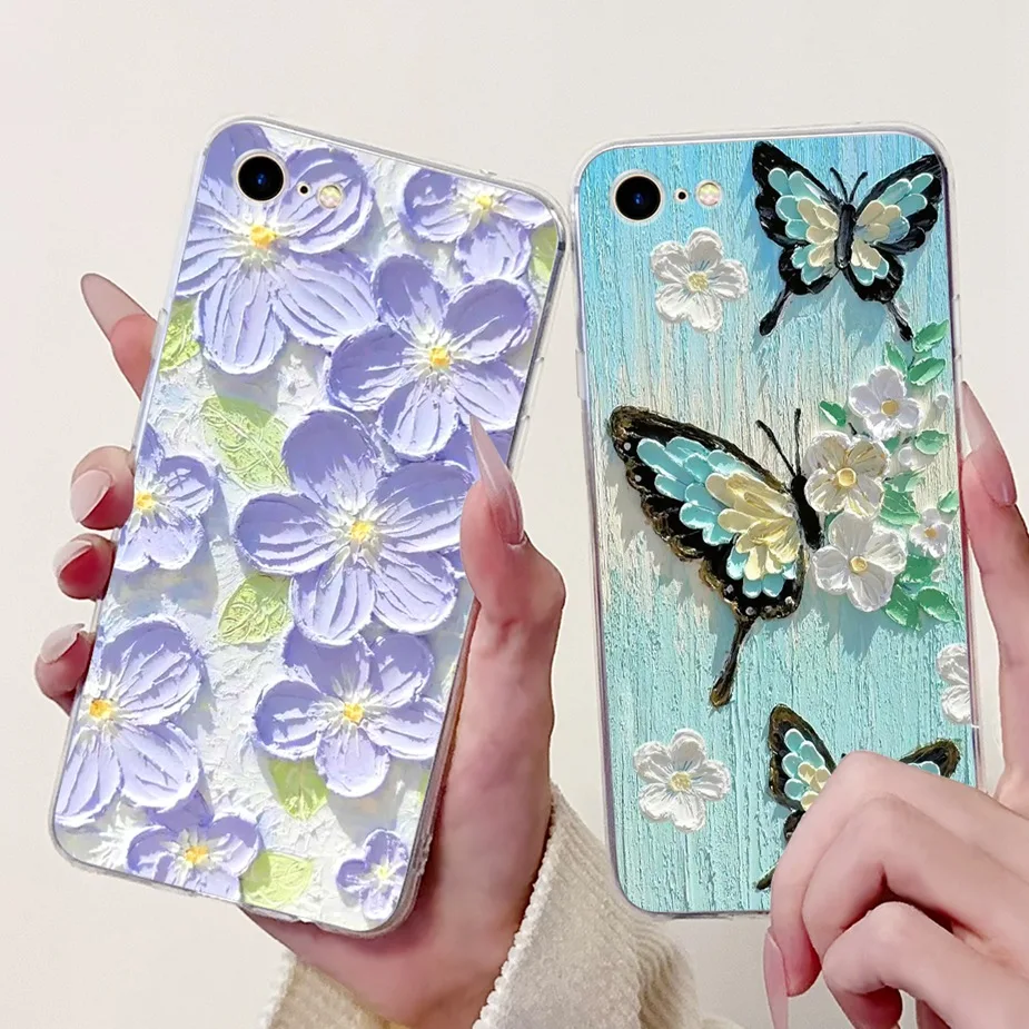 For Apple iPhone 7 Plus Case iPhone8 Plus Beautiful Butterfly Painted Cover Soft Slim Phone Case For iPhone 8 iPhone7 Plus Shell