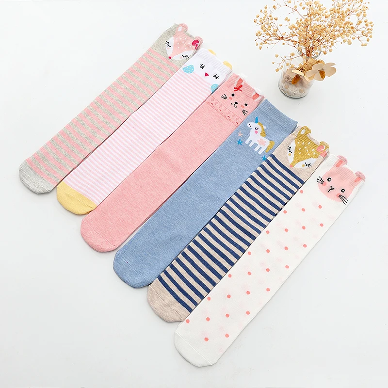 infant girls warmer ankle lovely Cartoon over knee socks for baby girls unicorn Knee Long High toddler child colorful Socks