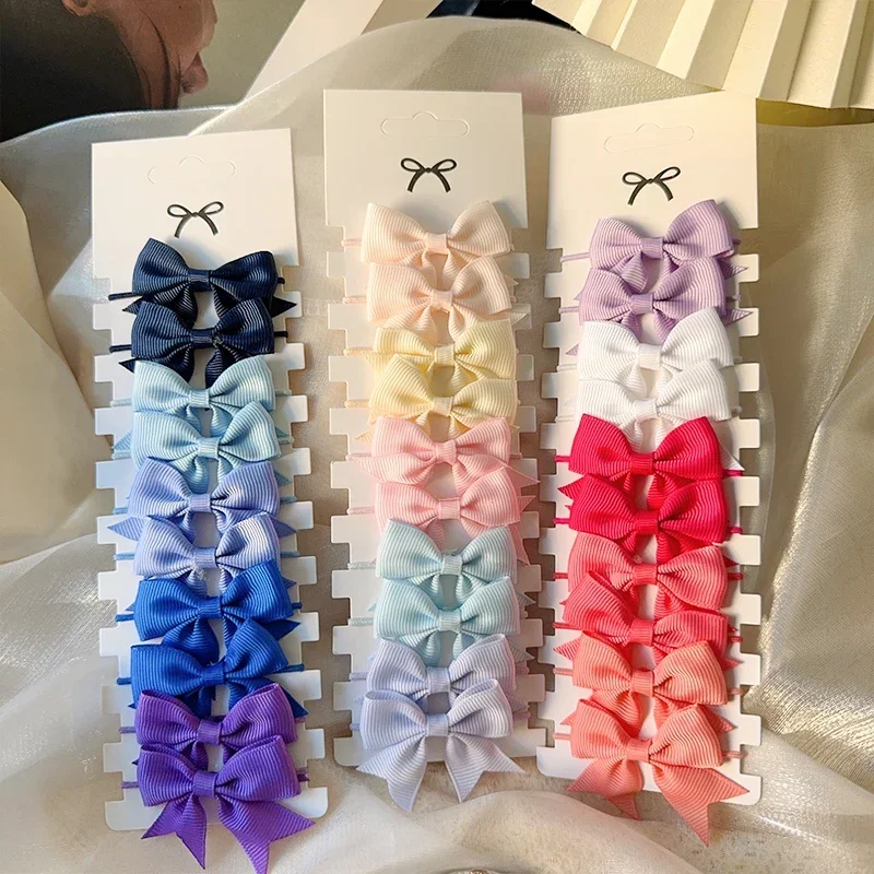 

10Pcs New Headwear Bows Elastic Hair Rubber Band Hair Ties Ribbon Pigtail Grosgrain Hair Accessories Girl Head Band for Children