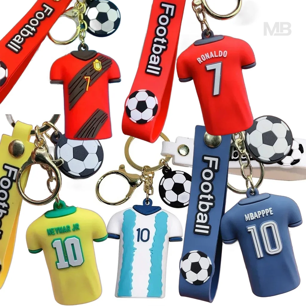 Football Star Jersey Keychain Number 7 10 Soccer Player Shirt Pendant Bag Charm Car Key Ring 3D Sports Fans Gifts Collection