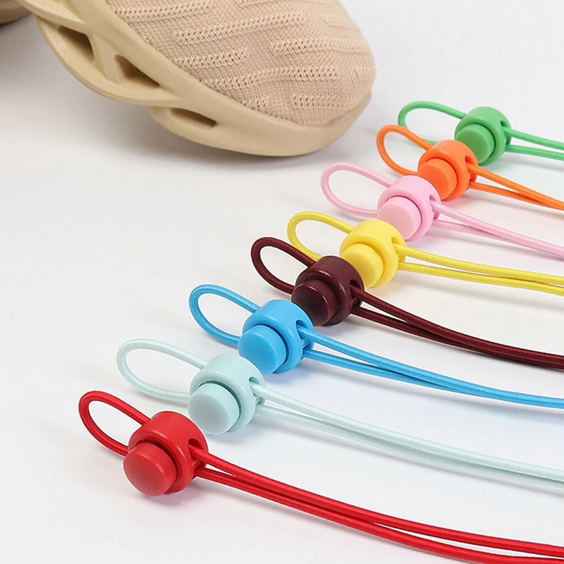 No Tie Shoelaces Round Elastic Shoe Laces Plastic Snap Lock Suitable For All Shoes Adult Children Walking Sports Lazy Lace