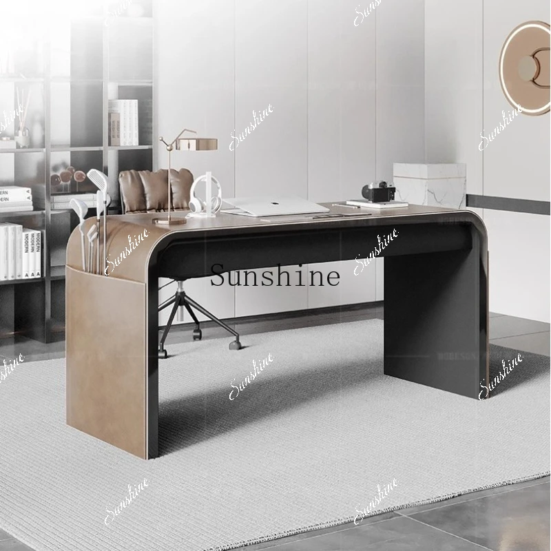 

WItalian minimalist light luxury modern saddle leather computer home master bedroom design desk