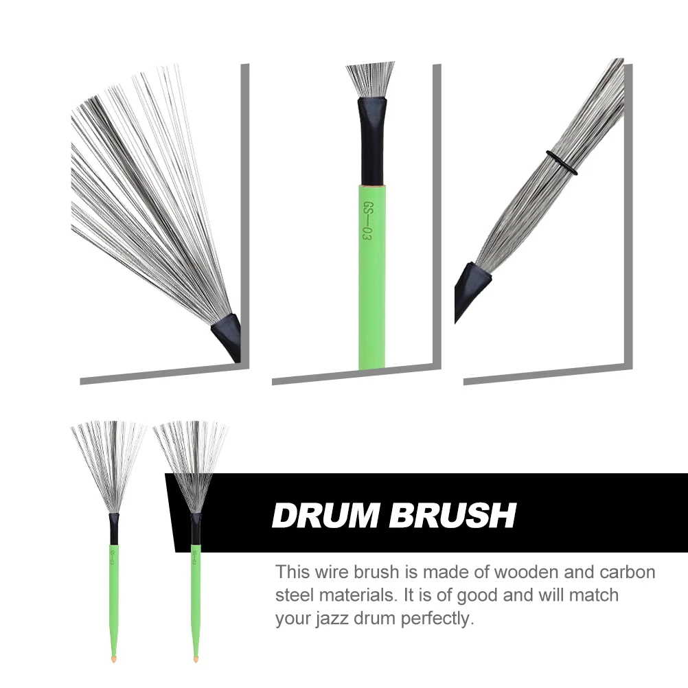 1 Pasang Sikat Kawat Baja Karbon dengan Gagang Kayu untuk Set Drum Jazz, Aksesori Instrumen Perkusi, Perlengkapan Instrumen, Sapu Drum