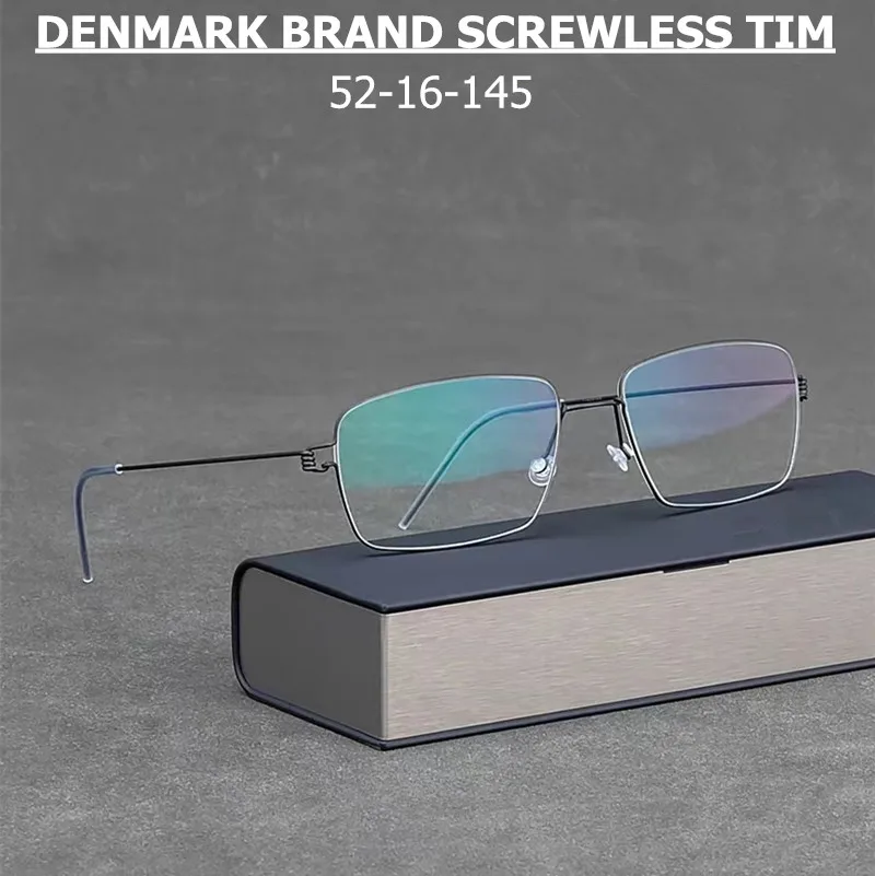 

Denmark Brand Screwless Pure Titanium Glasses Frame Men Square Ultralight Prescription Eyeglasses Women Optical Spectacles Rim