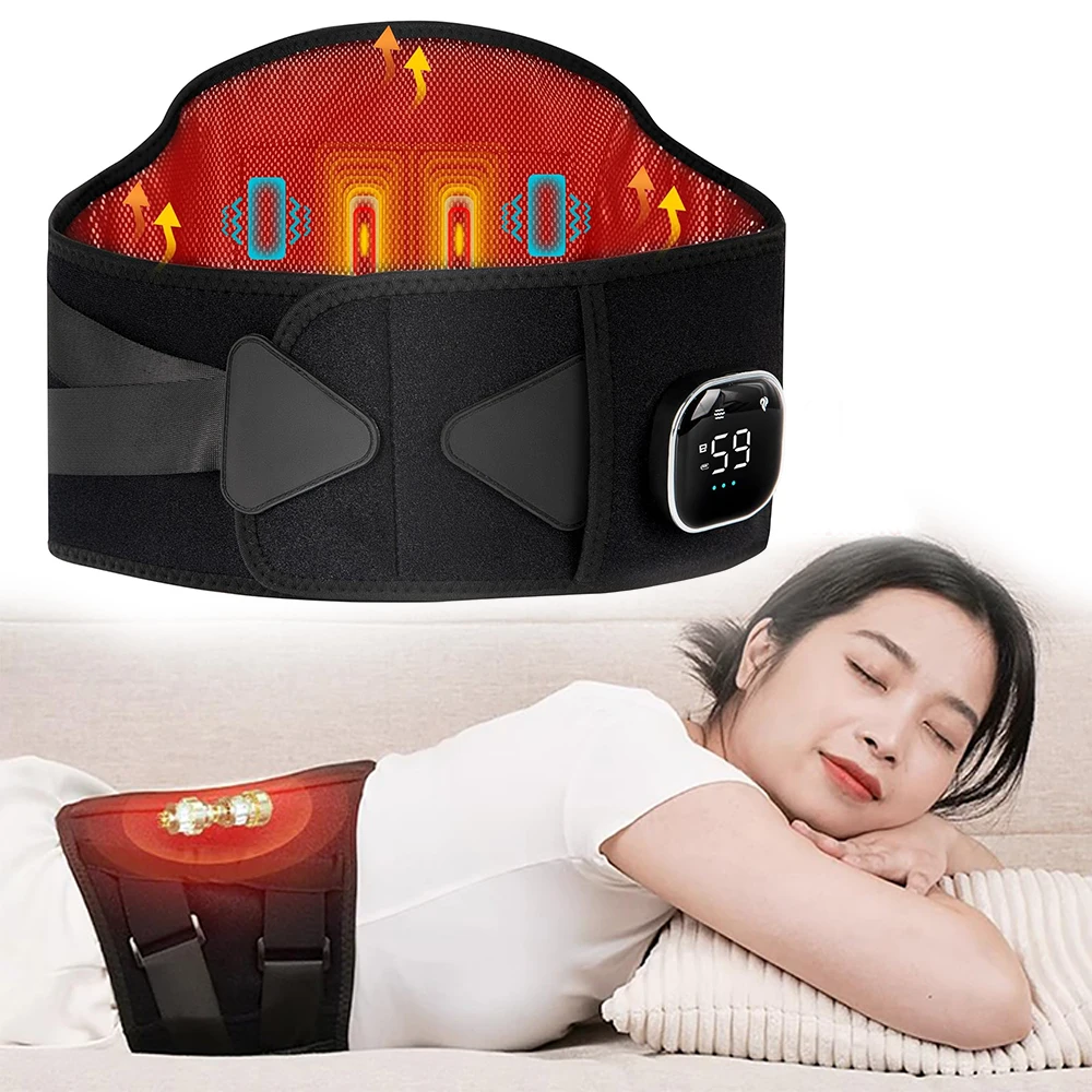 

Heating Pad for Back Electric Cordless Lower Back Massager with Heat Waist Support Massage Strap 5 Vibration Massage Mode