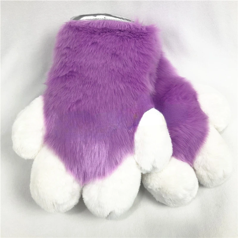 

Fursuit Paws Purple Furry Partial Cosplay Fluffy Claw Gloves Mascot Costume for Kids Adults