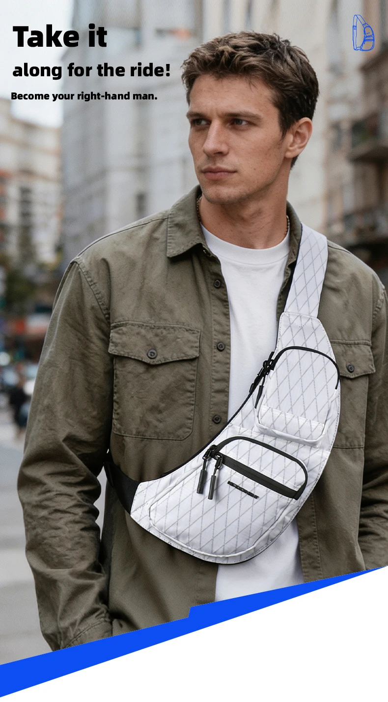 HK Modische, leichte Umhängetasche, hochwertige, wasserdichte X-Pac Herren-Brusttasche, Schultertasche für Pendler, Radfahrer und Reisende – Detail 1