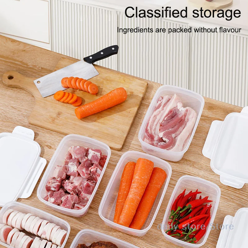 صندوق تخزين الثلاجة، منظم ثلاجة الفواكه والخضروات، صندوق حفظ اللحوم الطازجة مع غطاء حاوية المطبخ