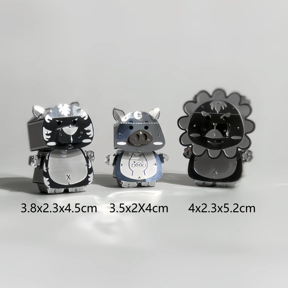 Pig Lion Tiger 3D Metal Stainless Steel Jigsaw Puzzle DIY Assembly Cartoon Tiger Pig Lion Mini Model DIY Assembly Craft Kit