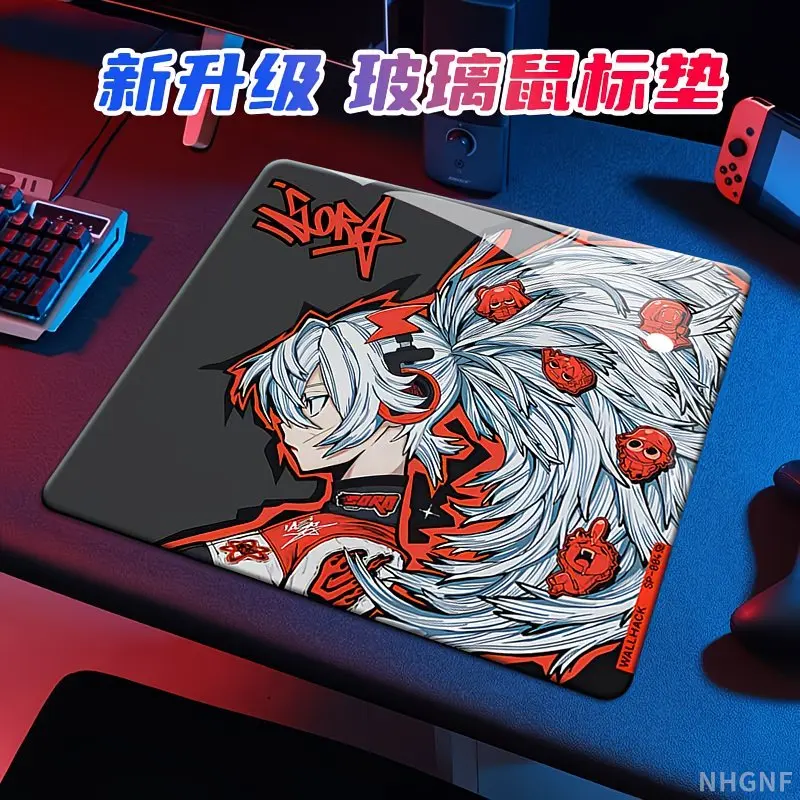 Anime Female FPS Upgrade Glass Gaming Mouse Pad Smooth Frosted Tempered Hard Desk Mat for FPS Office Customizable Accessories