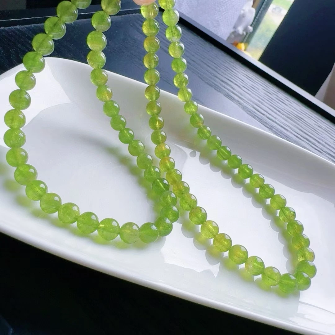 Natural Green Tourmaline Carved Clear Beads Bracelet 6.3mm 3 Laps Apple Green Tourmaline Women Men Jewelry AAAAAAA