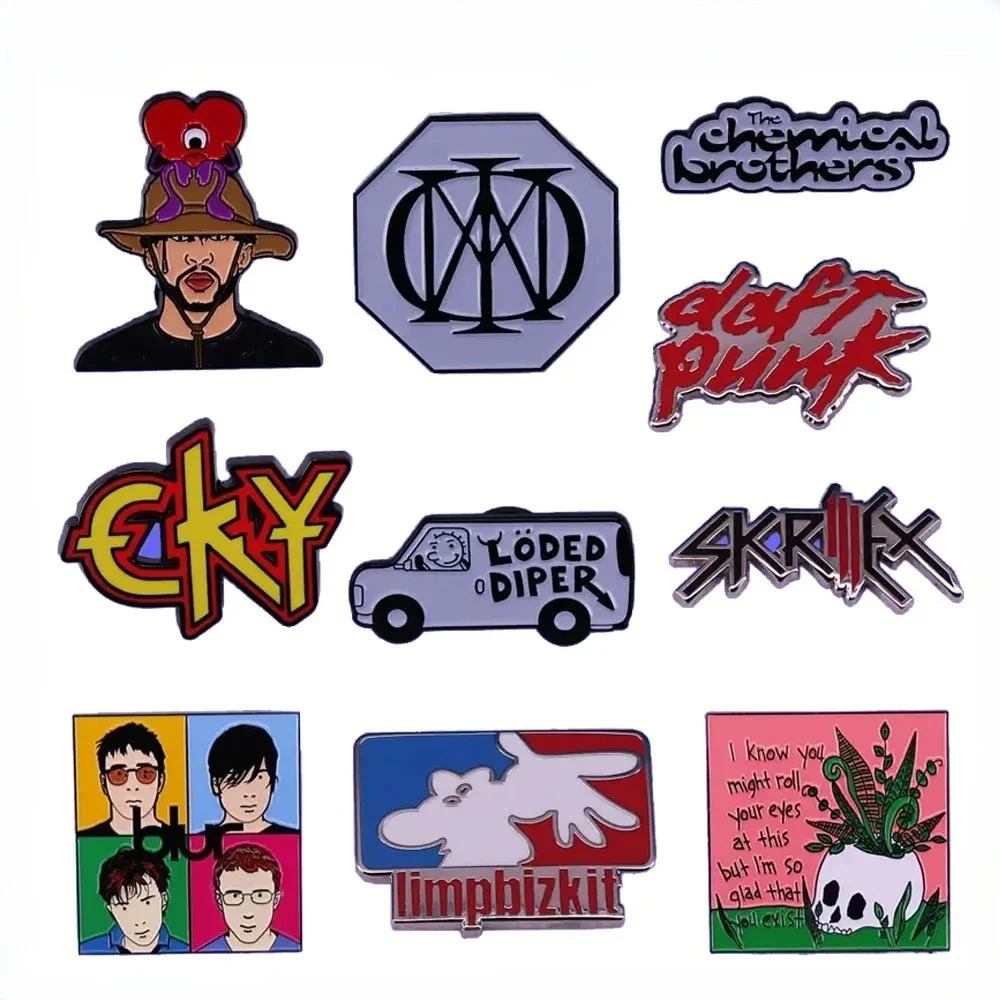 Pop Music Rock Band Logo Badge Cartoon Metal Lapel Brooch Accessory Music Album Choral Group Pin Backpack Decoration Fans Gift