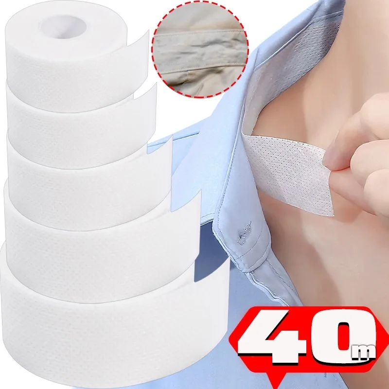 8/40M Adesivi per collare autoadesivi usa e getta Donna Uomo Cappello Colletto della camicia Fodere per il collo Cuscinetti Nastro trasparente Assorbente per la rimozione del sudore