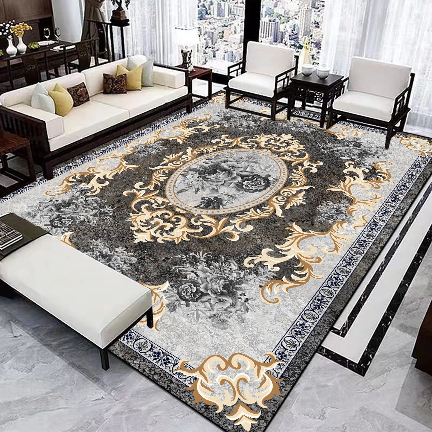 Chinese Style Carpet for Living Room Large Size Rug Non-slip Bedroom Decoration Carpets Luxury Coffee Tables Mat Customizable