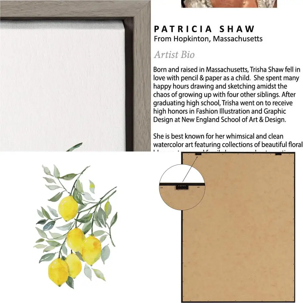 

18x24 Gray Citrus Fruit Wall Art by Patricia Shaw: Sylvie Lemon Canvas, Modern Decor