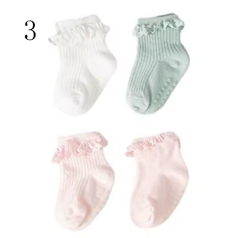 4Pair/lot new baby children's non-slip autumn winter cotton socks solid color baby foot socks - Image 19