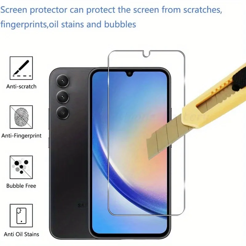 4er-Pack für Samsung Galaxy A34 5G, gehärtetes Glas, Displayschutzfolie, 9H, kratzfest, HD, klar, blasenfrei – Detail 3