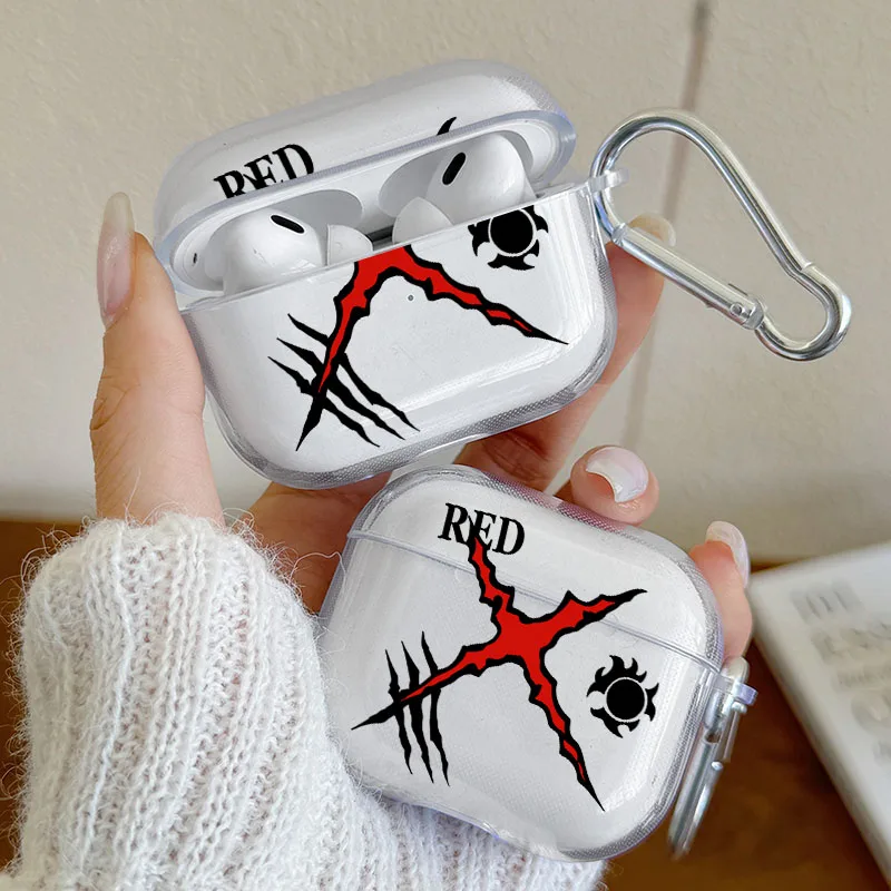 

Anime Red Scratched Pattern Earphone Case for AirPods Pro 3/Pro 2/Pro Headphones Cover Protective Case For Apple AirPods 4/3/2/1