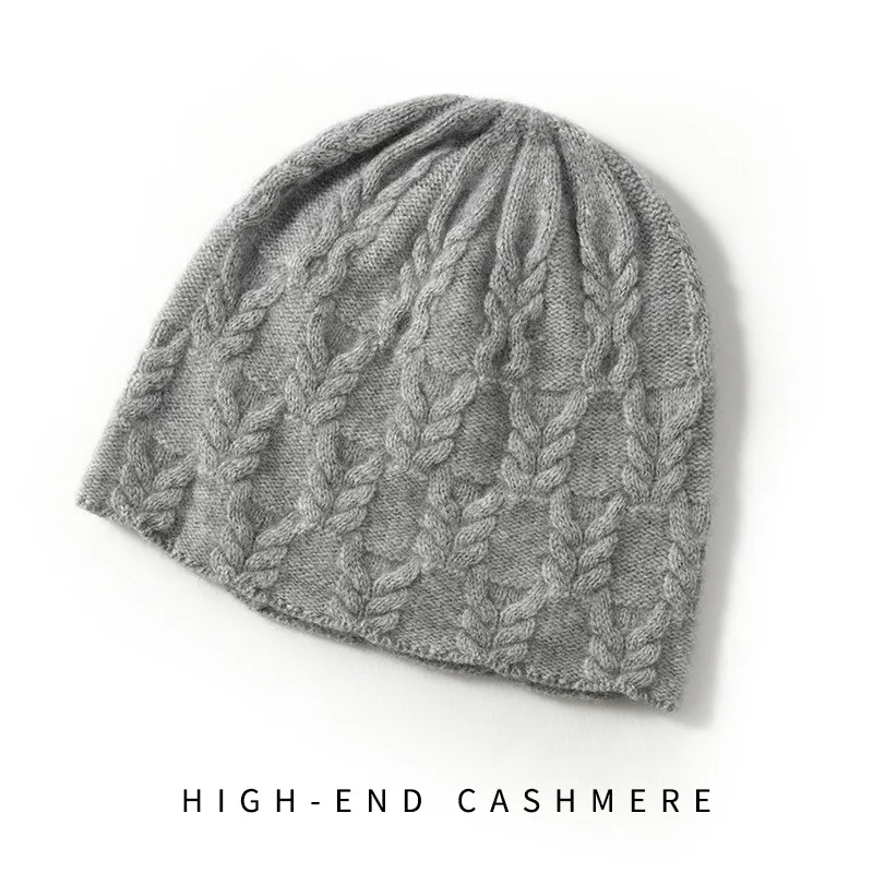 Cashmere 2023 Autumn And Winter New Women\'s High-End Solid Color Knitted Outdoor Warm Jacquard Fisherman Hat Knitted Casual Hat