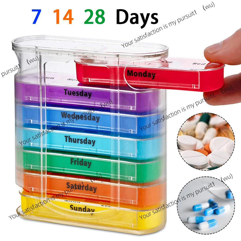 

7/14/28 Days Pill Medicine Box Weekly Monthly Tablet Holder Storage Organizer Container Case Pill Box Splitters
