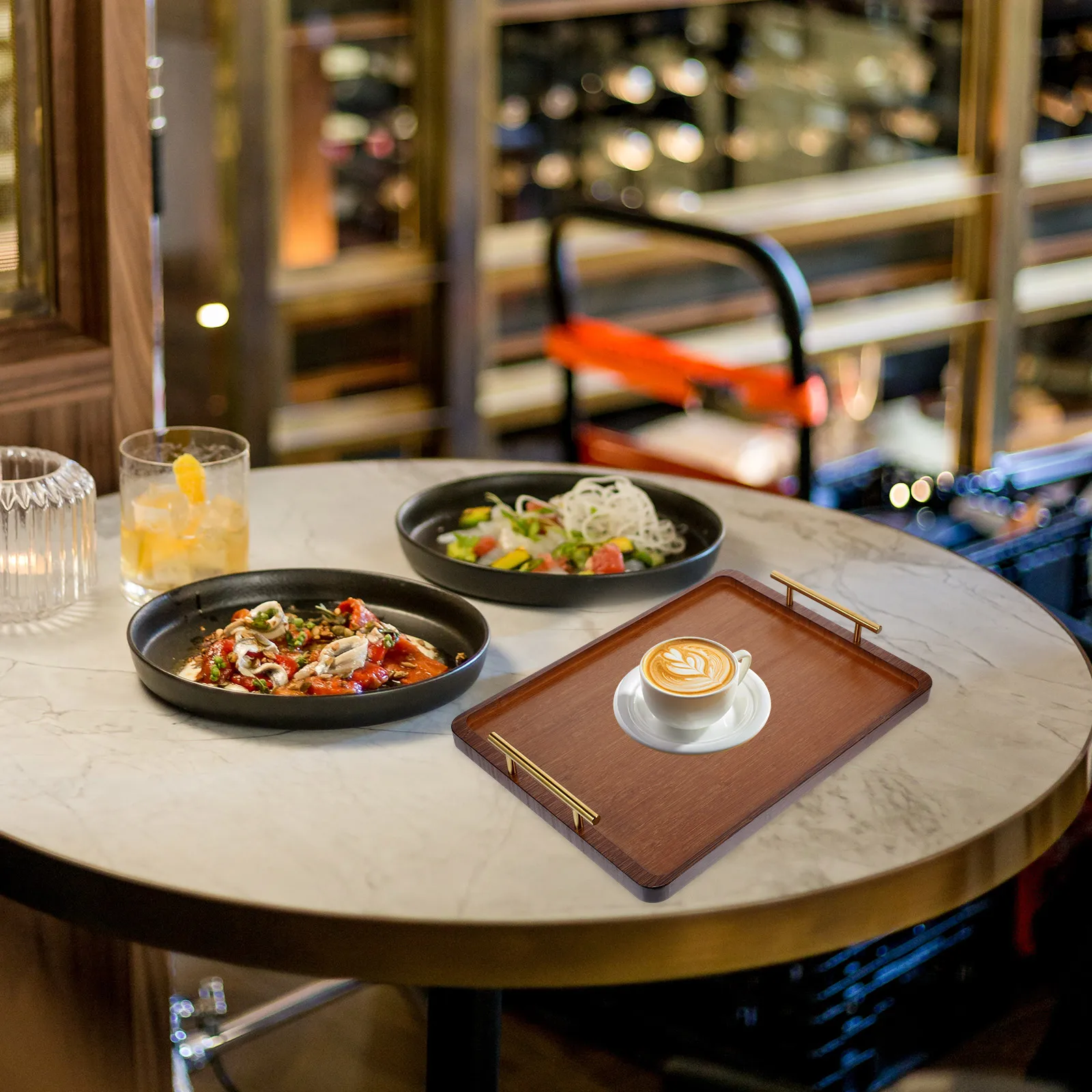 

Xl Bamboo Serving Tray for Food Fruits Snacks Bread Tea Cup Storage Rustic Style Household Decorative Tray Kitchen Breakfast