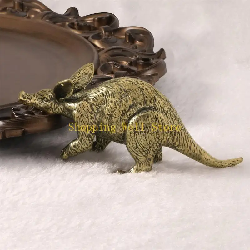 KX4B Distinctive Brasses Aardvark Animal Figurine with Antique Finish and Detailing, Collectible Decoration for Study, Office