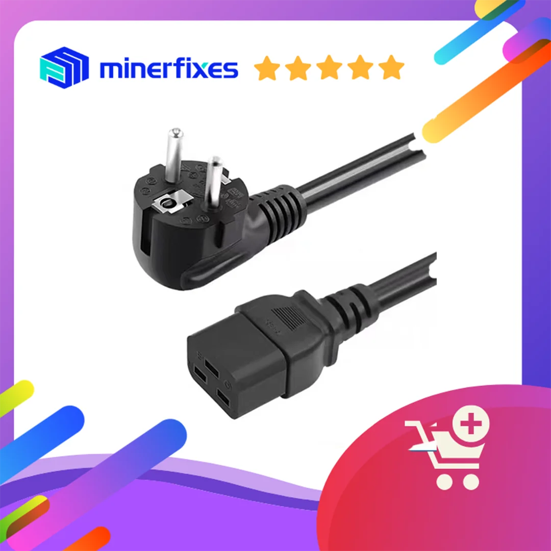 Whatsminer-cable de alimentación C19 16A para Reino Unido, EE. UU., enchufe de la UE, longitud de 1,5 m, 3x2,5mm, enchufe de 2 pines, cable de extensión estándar europeo, 2 unids/lote por paquete