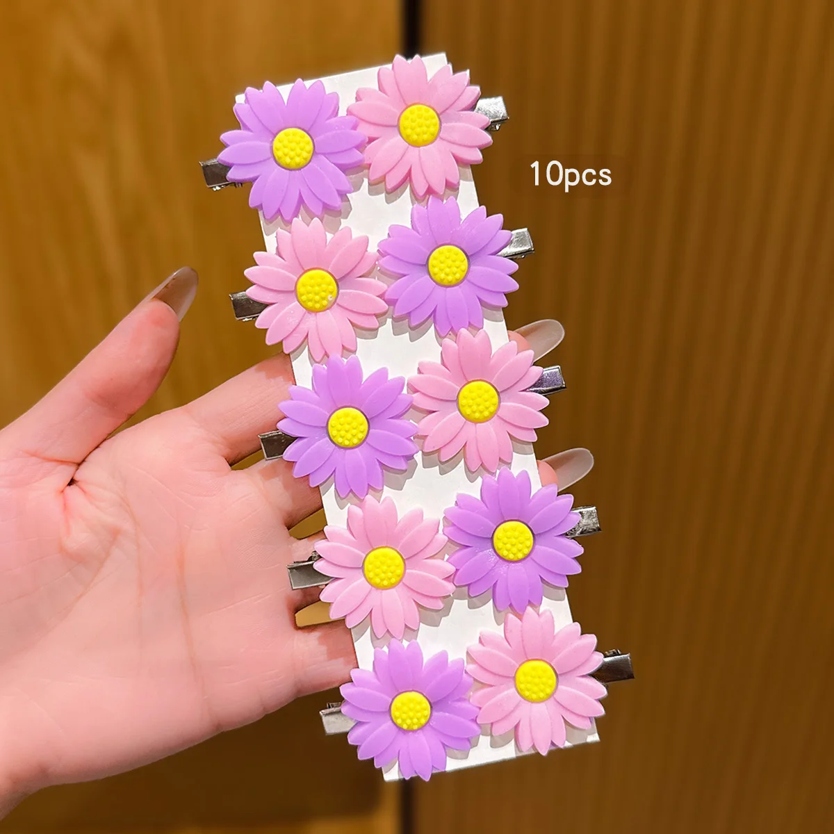 10 pink and purple daisy hair clips suitable for daily hair accessories